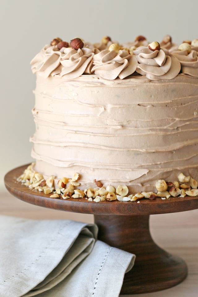 Rich Chocolate Cake with a Whipped Hazelnut Spread Frosting... YUM!