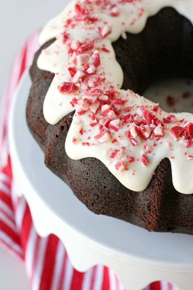 Gorgeous CHOCOLATE PEPPERMINT BUNDT CAKE! 