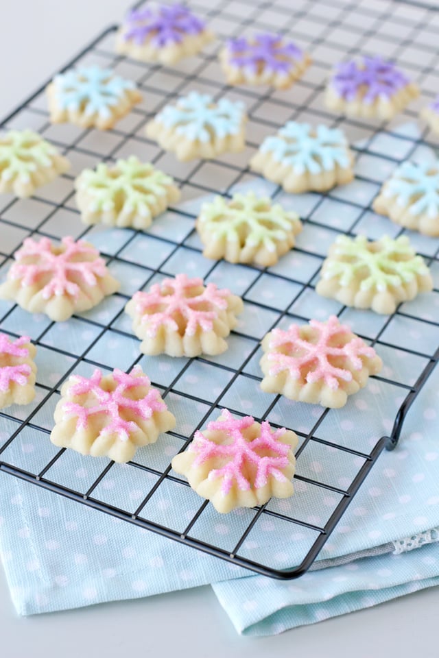 Pastel Snowflake Spritz Cookies