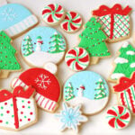 decorated sugar cookies in blues red white and green