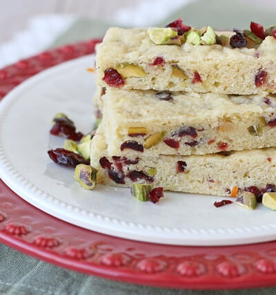 Cranberry Pistachio Sugar Cookie Bars