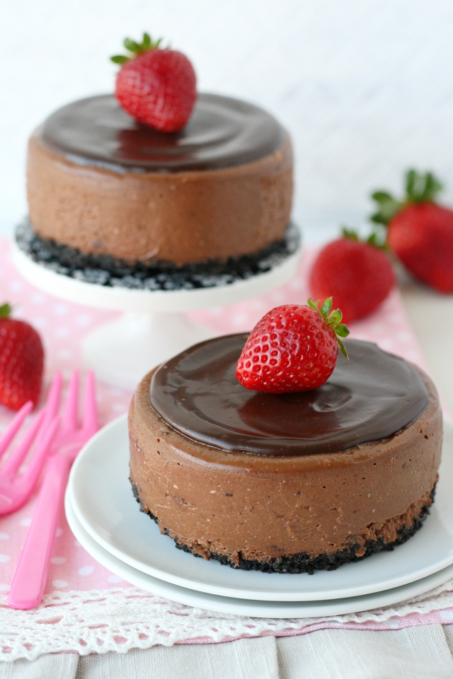 So rich and creamy! CHOCOLATE CHEESECAKE for two! 