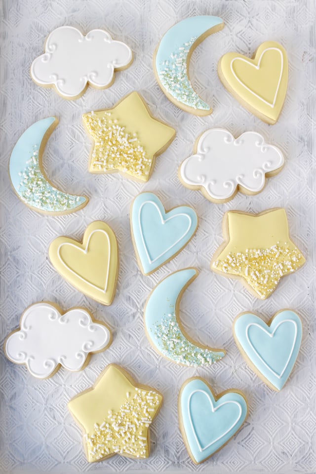 Star and Moon Decorated Baby Shower Cookies