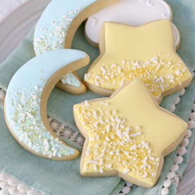 Star and Moon Decorated Baby Shower Cookies