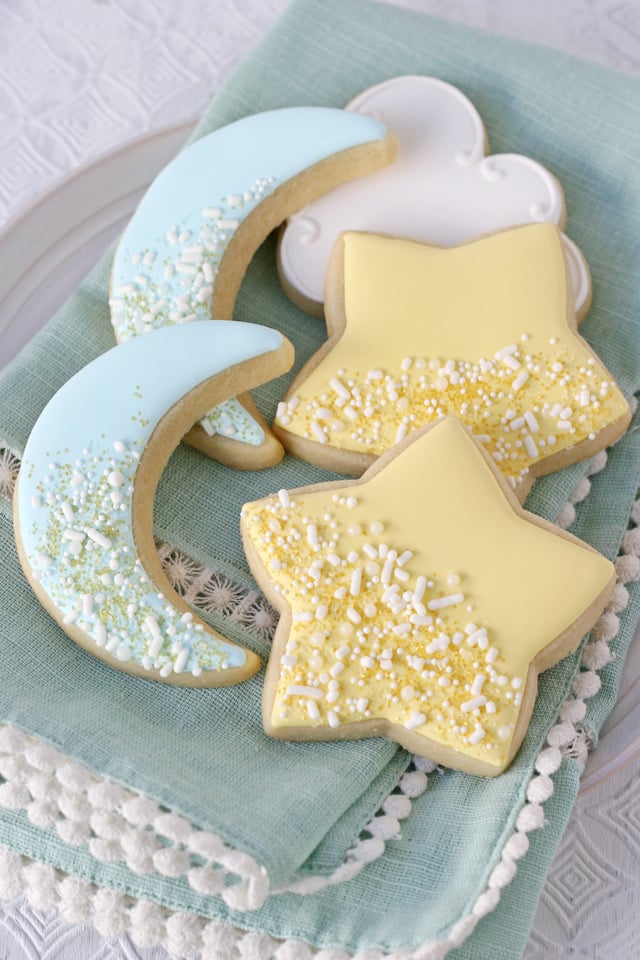 Star and Moon Decorated Baby Shower Cookies