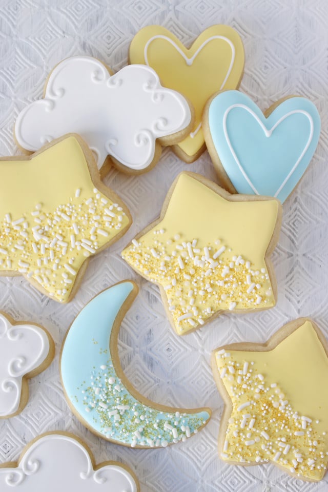 Baby Shower Star and Moon Decorated Cookies