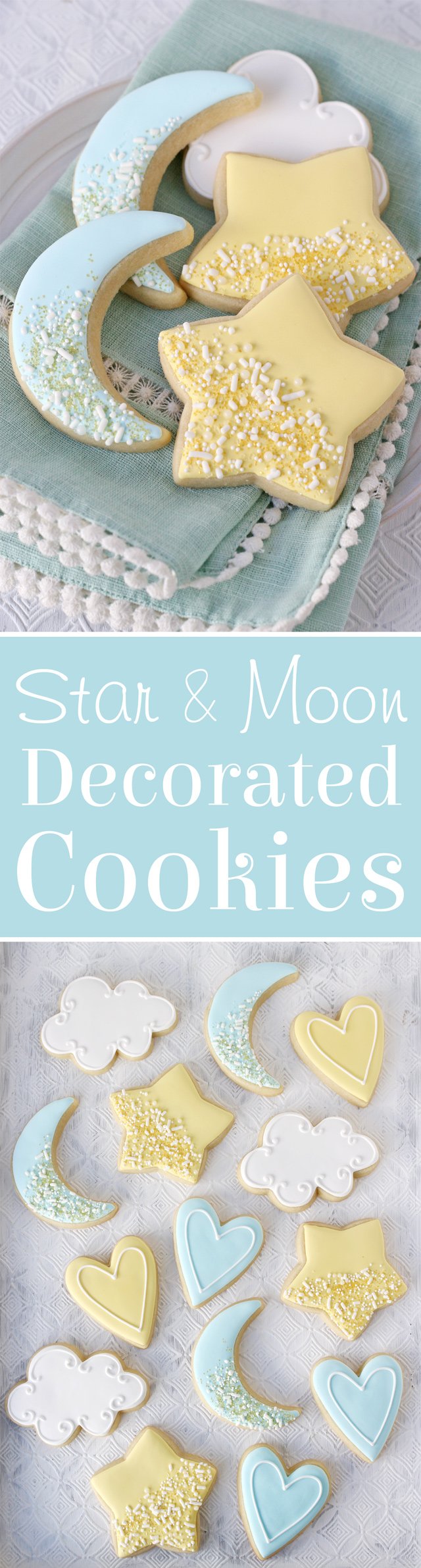 Star and Moon Baby Shower Cookies