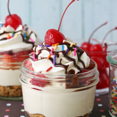 Banana Split Cheesecake in a Jar