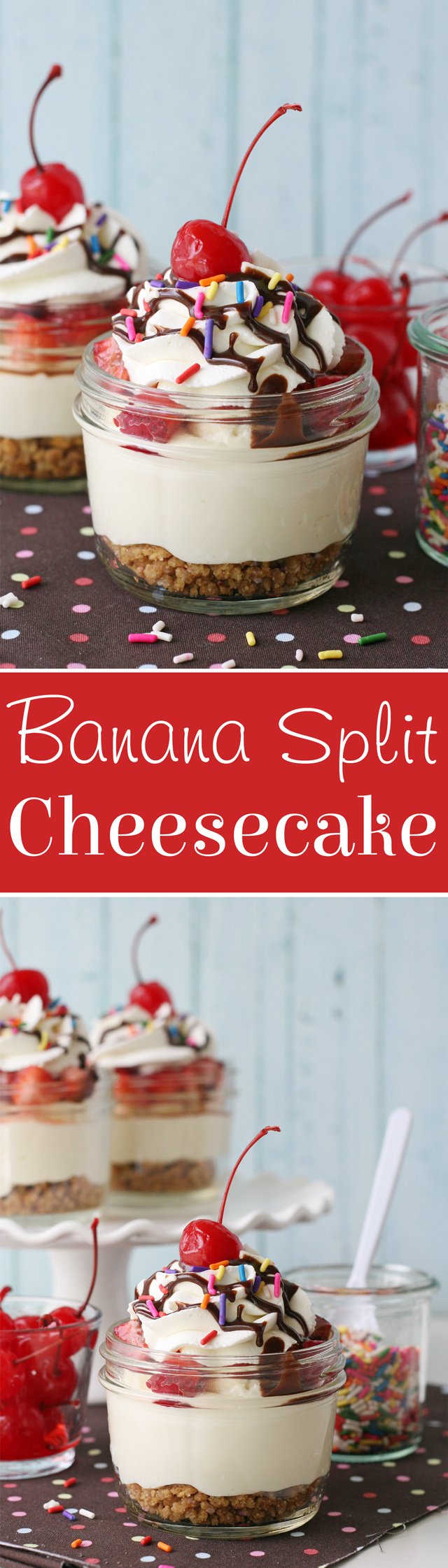 No-Bake Banana Split Cheesecake