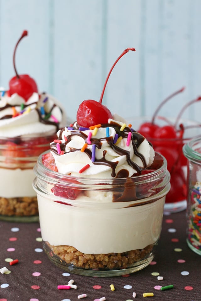 Banana Split Cheesecake in a Jar