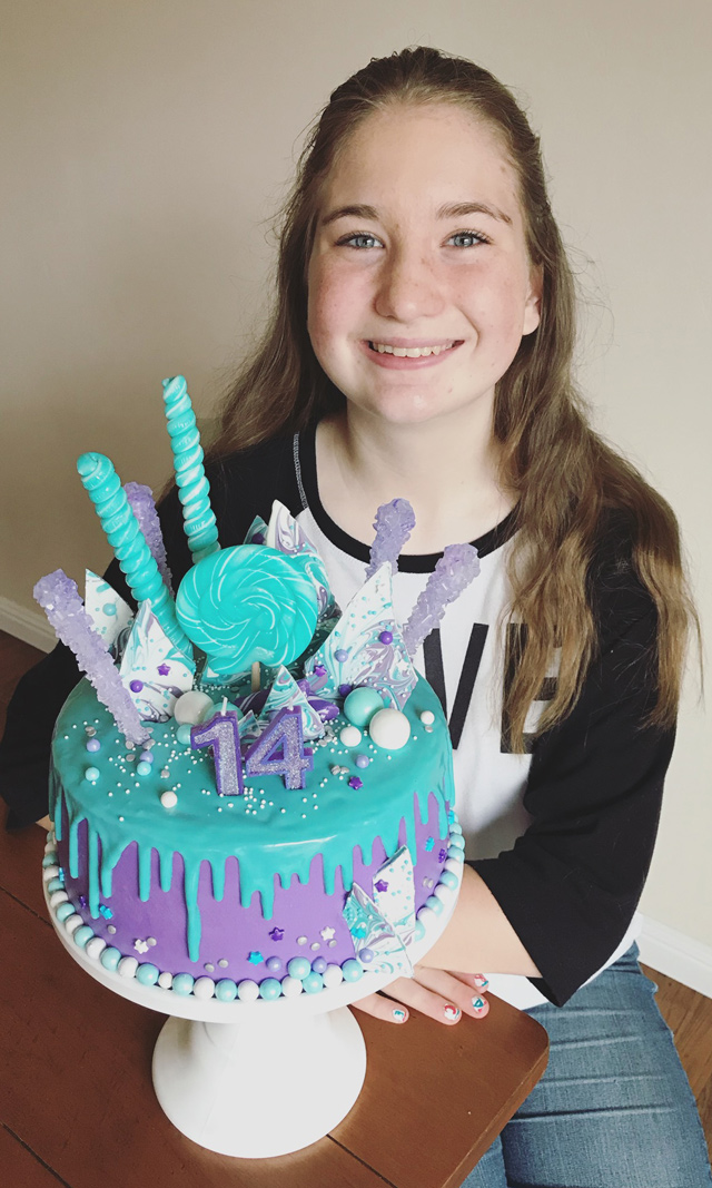 Purple & Teal Candy Explosion Cake