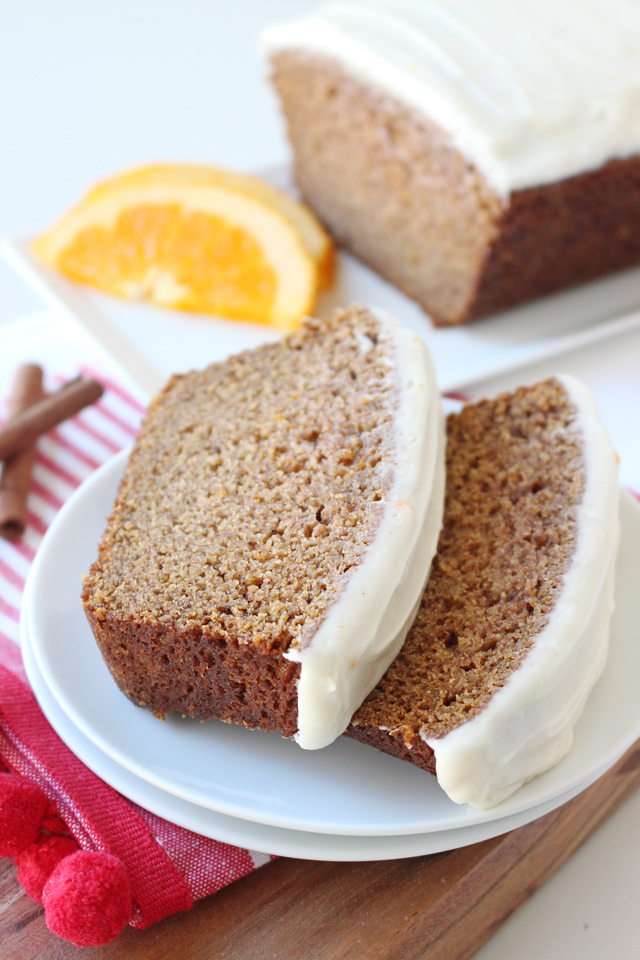 Gingerbread Loaf with Orange Cream Cheese Frosting