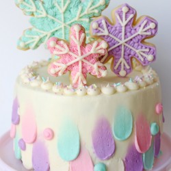 Pastel Snowflake Cake - So pretty for winter parties!