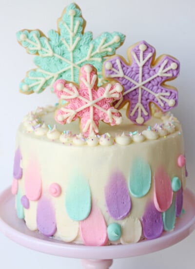 Pastel Snowflake Cake - So pretty for winter parties!