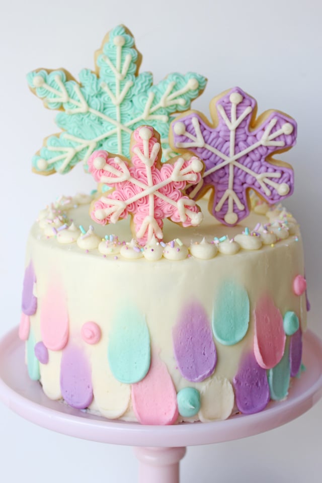 Pastel Snowflake Cake - So pretty for winter parties!