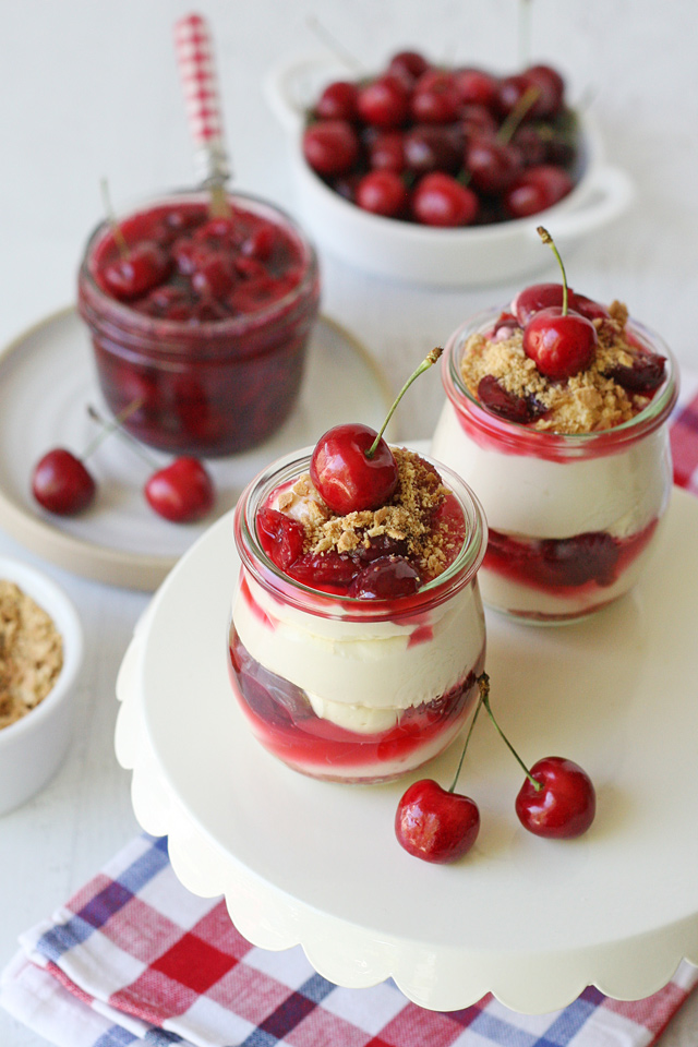 No Bake Cherry Cheesecake in a Jar