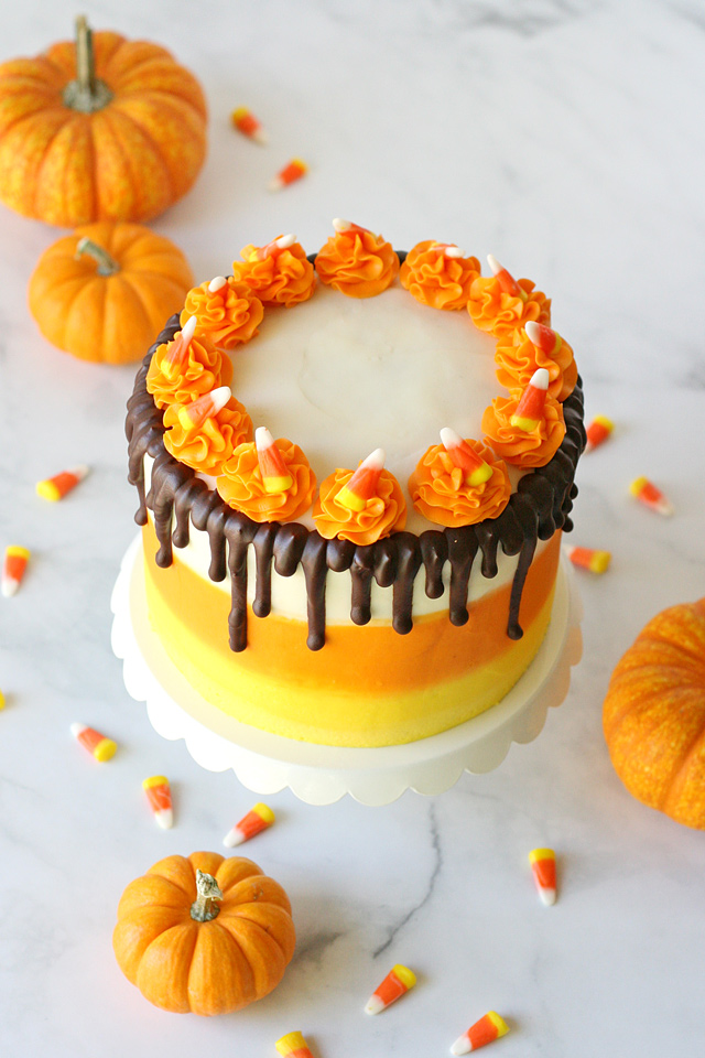 Candy Corn Halloween Cake