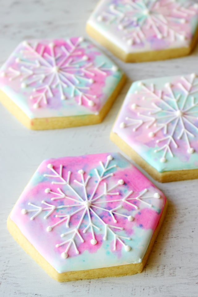 Watercolor Snowflake Cookies