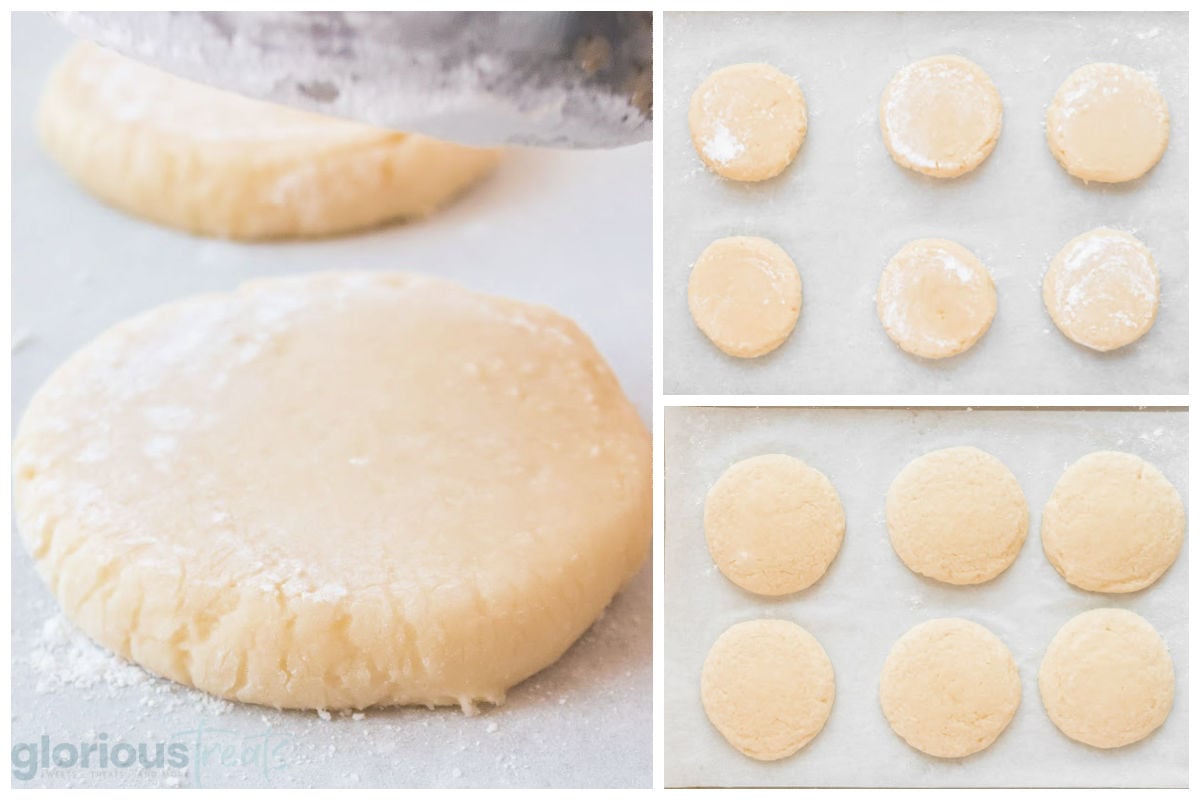 three image collage showing how to make lofthouse cookies recipe.